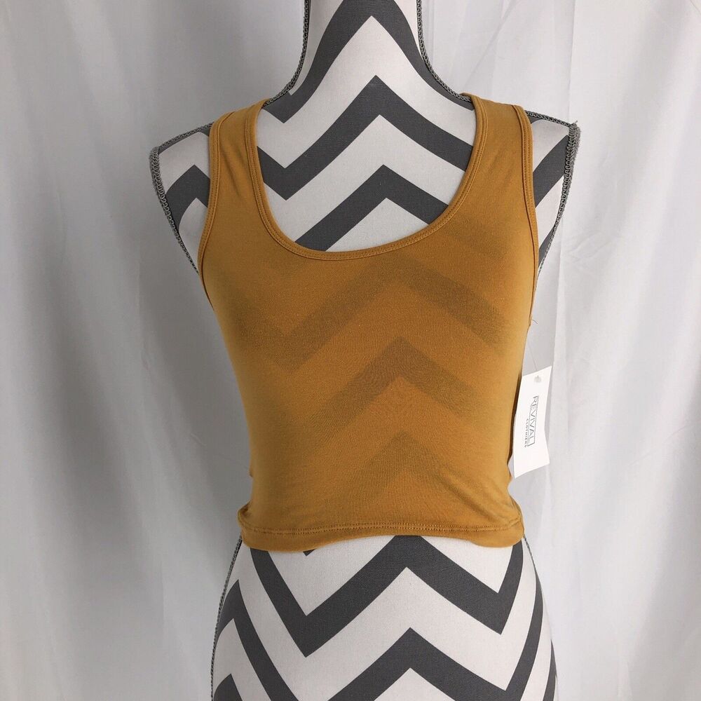 Ash Mustard Racerback Crop Tank Top - Zenana Outfitters Small